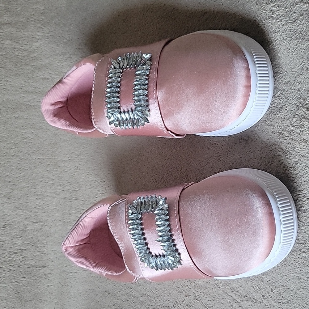 Qupid Walk About Mauve Satin Sneakers - Picture 2 of 5
